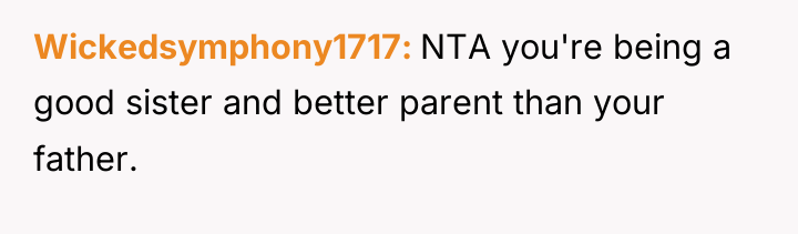 Wickedsymphony1717 NTA you're being a good sister and better parent...