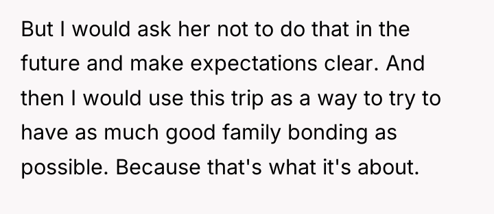 But I would ask her not to do that in...