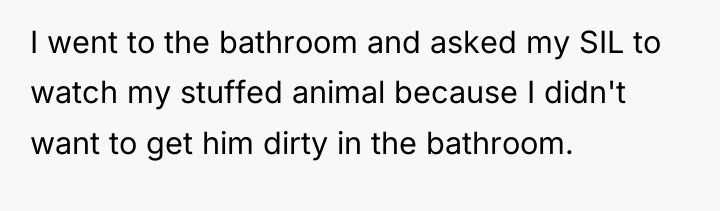 I went to the bathroom and asked my SIL to...
