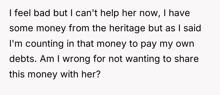 I feel bad but I can't help her now, I...