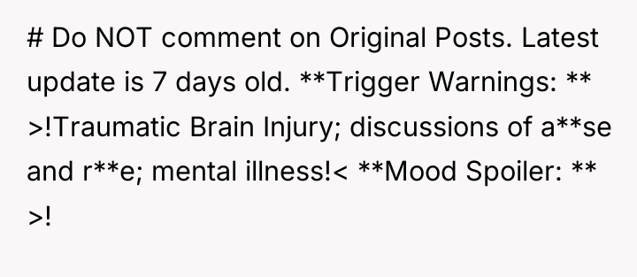 # Do NOT comment on Original Posts. Latest update is...
