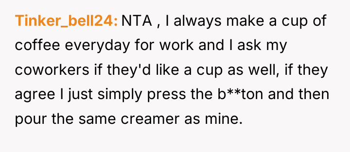 Tinker_bell24 NTA , I always make a cup of coffee...