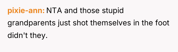 pixie-ann NTA and those stupid grandparents just shot themselves in...