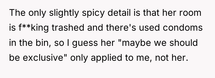 The only slightly spicy detail is that her room is...