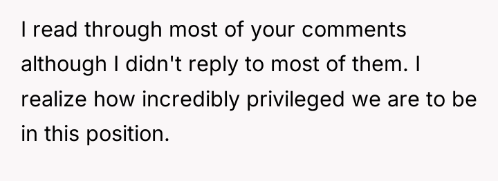 I read through most of your comments although I didn't...