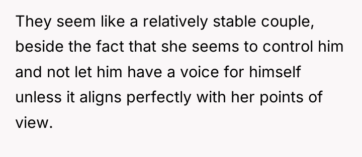 They seem like a relatively stable couple, beside the fact...