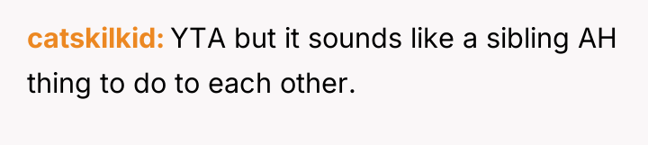 catskilkid YTA but it sounds like a sibling AH thing...