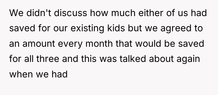 We didn't discuss how much either of us had saved...