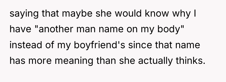saying that maybe she would know why I have "another...