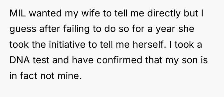 MIL wanted my wife to tell me directly but I...