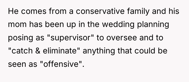 He comes from a conservative family and his mom has...