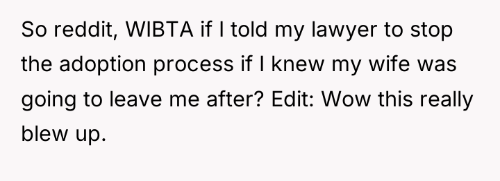So reddit, WIBTA if I told my lawyer to stop...