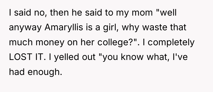 I said no, then he said to my mom "well...
