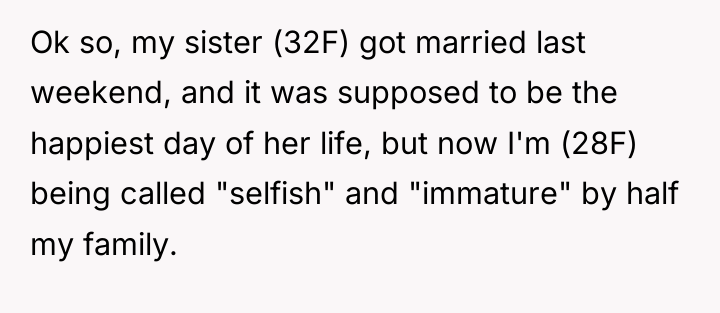 Ok so, my sister (32F) got married last weekend, and...