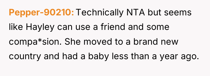 Pepper-90210 Technically NTA but seems like Hayley can use a...