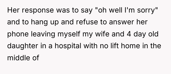 Her response was to say "oh well I'm sorry" and...