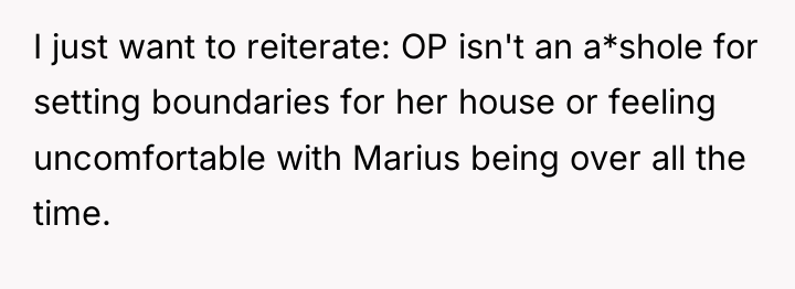 I just want to reiterate: OP isn't an a*shole for...
