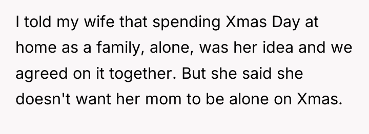 I told my wife that spending Xmas Day at home...