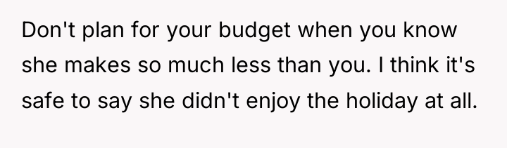 Don't plan for your budget when you know she makes...