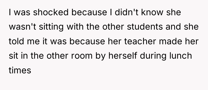 I was shocked because I didn't know she wasn't sitting...