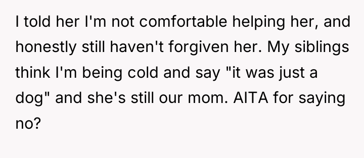 I told her I'm not comfortable helping her, and honestly...