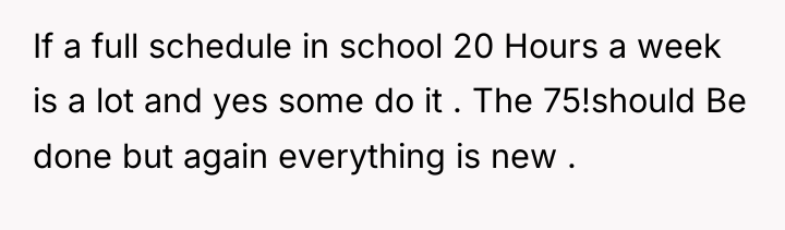 If a full schedule in school 20 Hours a week...