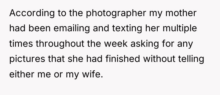 According to the photographer my mother had been emailing and...