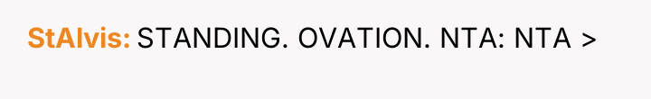 StAlvis STANDING. OVATION. NTA: NTA >
