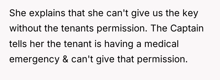 She explains that she can't give us the key without...