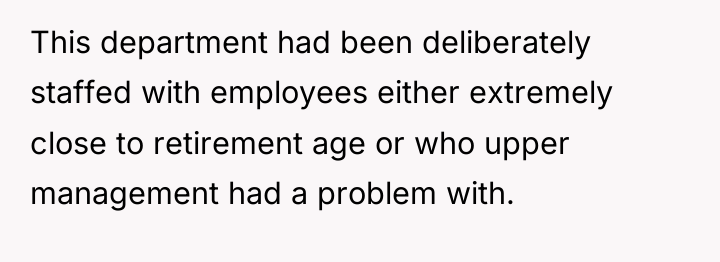 This department had been deliberately staffed with employees either extremely...