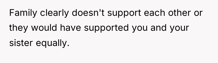 Family clearly doesn't support each other or they would have...