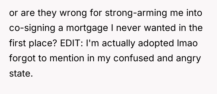 or are they wrong for strong-arming me into co-signing a...
