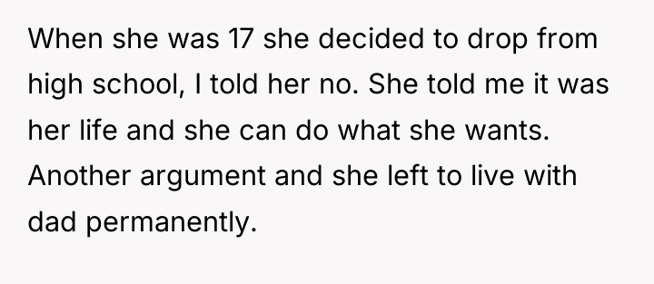 When she was 17 she decided to drop from high...