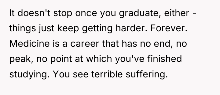 It doesn't stop once you graduate, either - things just...