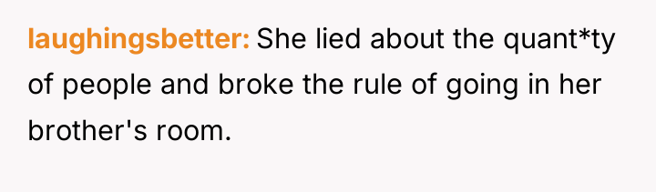 laughingsbetter She lied about the quant*ty of people and broke...