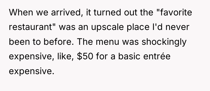 When we arrived, it turned out the "favorite restaurant" was...