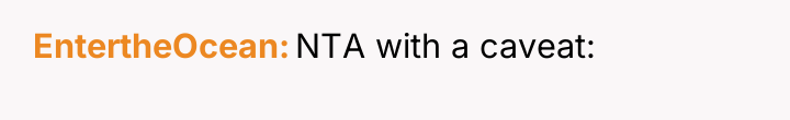 EntertheOcean NTA with a caveat:
