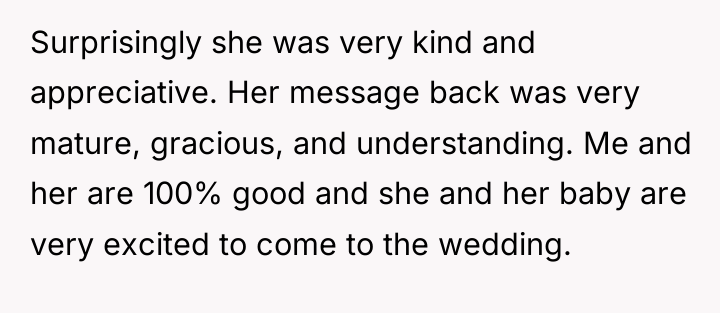 Surprisingly she was very kind and appreciative. Her message back...