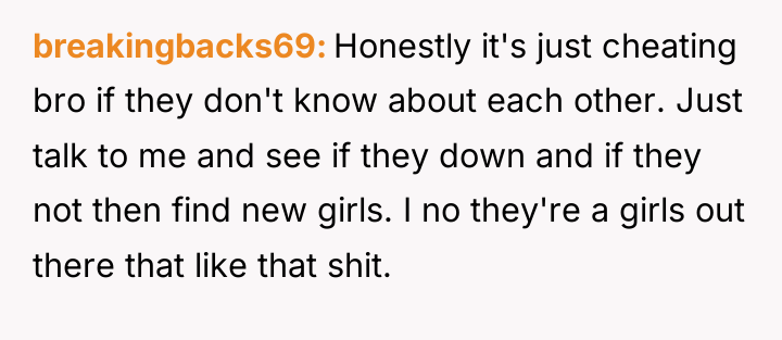 breakingbacks69 Honestly it's just cheating bro if they don't know...