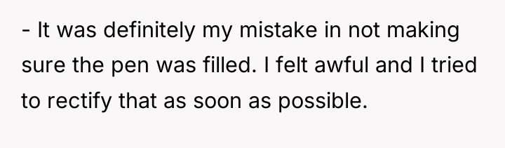 - It was definitely my mistake in not making sure...