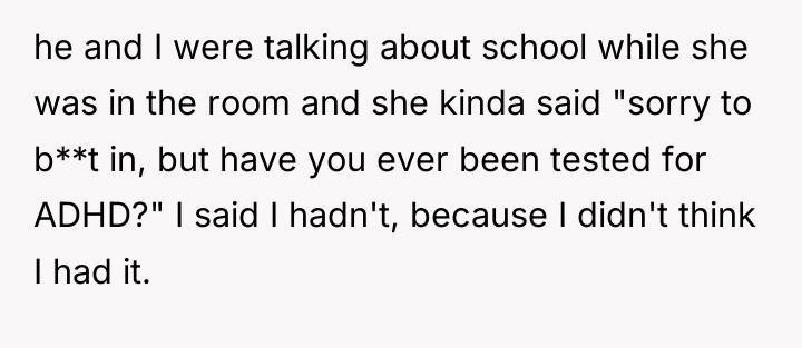 he and I were talking about school while she was...