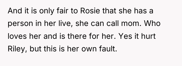 And it is only fair to Rosie that she has...