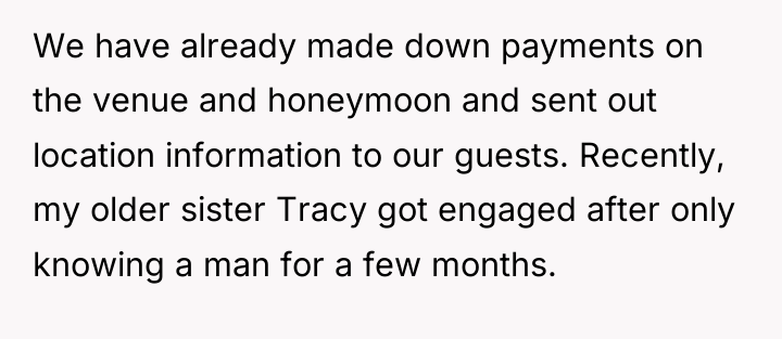We have already made down payments on the venue and...