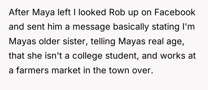 After Maya left I looked Rob up on Facebook and...