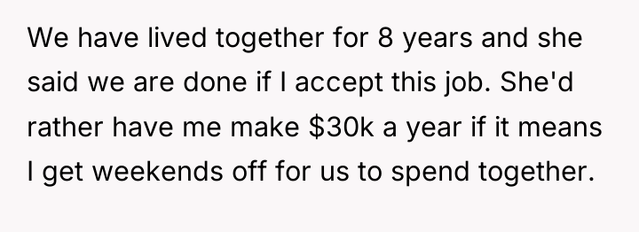 We have lived together for 8 years and she said...