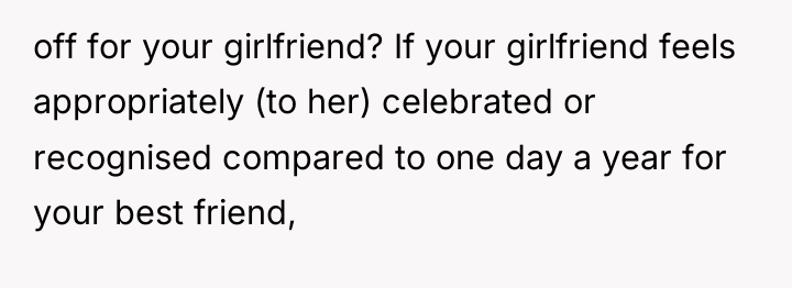 off for your girlfriend? If your girlfriend feels appropriately (to...