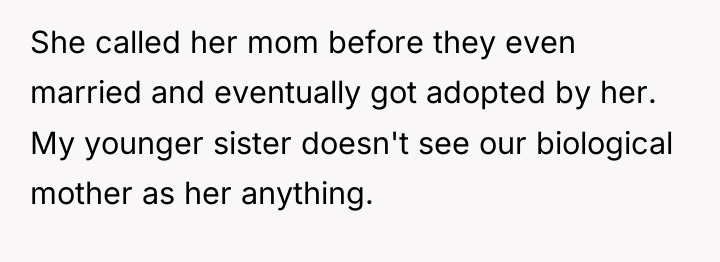 She called her mom before they even married and eventually...
