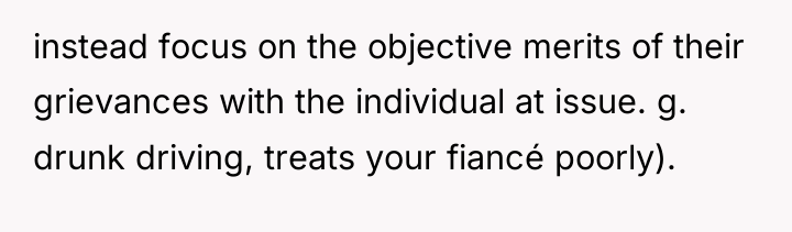 instead focus on the objective merits of their grievances with...