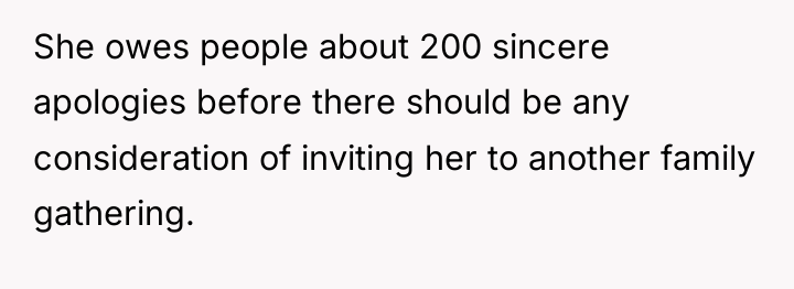 She owes people about 200 sincere apologies before there should...