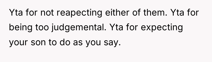 Yta for not reapecting either of them. Yta for being...